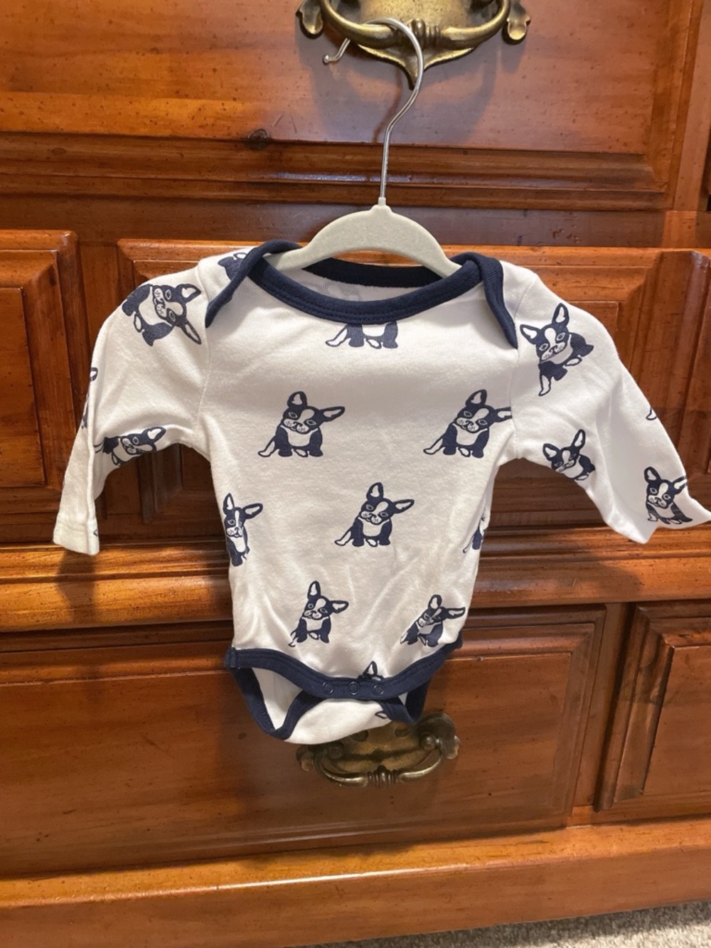 Monica & Andy Navy Frenchie Dog Set Size Newborn Baby Boy